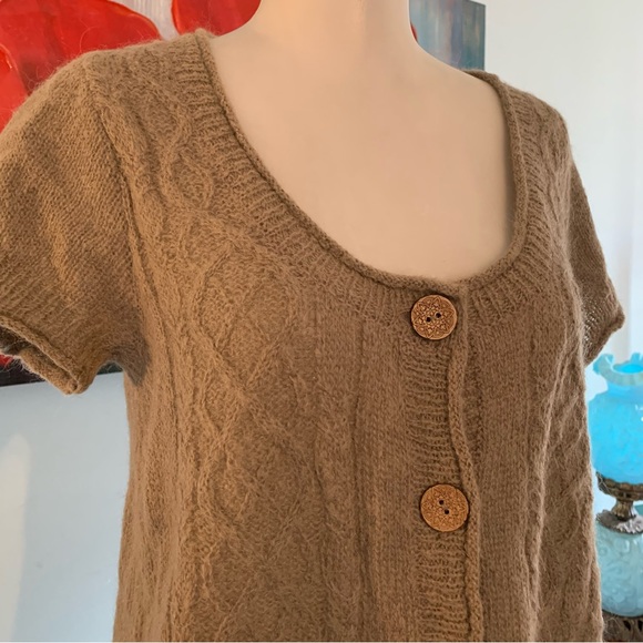 ●WHITE STUFF● Cardigan~Brown~Mohair Blend Top Sweater Size 10 L Large - Picture 2 of 9
